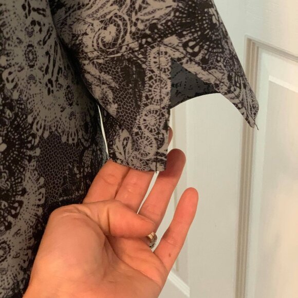 Women's New 3/4 Sleeve Crew Neck Blouse with an Accent Zipper on Left Shoulder - Picture 4 of 7